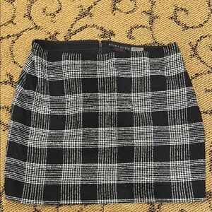 Alice + Olivia Black and White Plaid Mini Skirt
